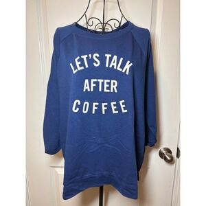 GapBody Womens Blue Lets Talk After Coffee Graphic Sweatshirt Size L